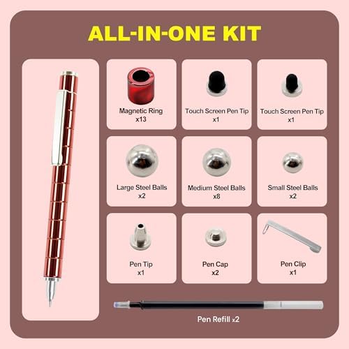 Magnetic Fidget Pen Teen Gifts, Cool Gadget for Men Teacher Appreciation Gifts Graduation Gift for Her Him Stress Relief Fidget for 13 14 15+ Year Old Boys Girls,Office Desk Accessories- Red