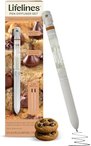 Lifelines Pen Diffuser, Chocolate Chip Cookie, 1mm Black Ballpoint Pen