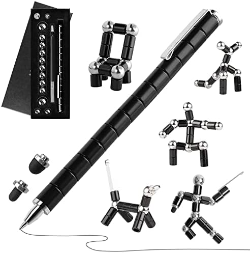 Magnetic Fidget Pen, Black Modular Magnet Writing Tool for Adults, DIY Multifunctional Decompression Desk Toy, Unique Birthday Gift for Office, Holiday Present for 14 Years and Up