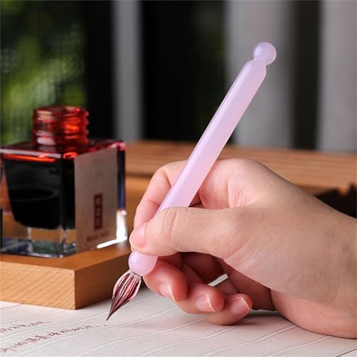 Short Glass Dip Pen Ergonomic Grip Glass Dip Pen for Beginner Artist Writing Sketching Journaling Scrapbooking