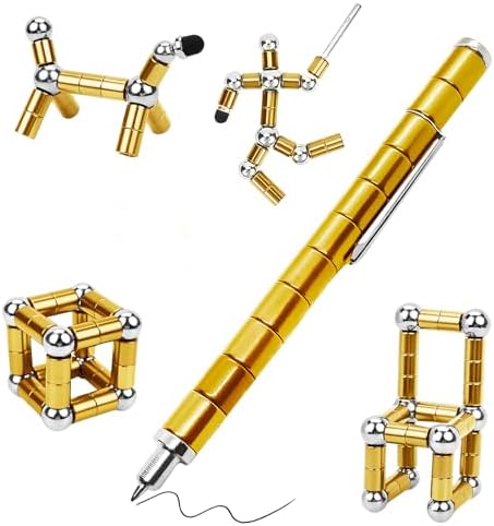 Fidget Toys Adult, Magnetic Fidget Pen, Magnet Pen for Boys, Fun Christmas Easter Basket Stuffers Cool Gifts for Teens(Gold)