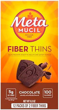 Metamucil, Fiber Thins, Daily Psyllium Husk Fiber Supplement, Supports Digestive Health and Satisfies Hunger, Chocolate Flavor, 12 Count