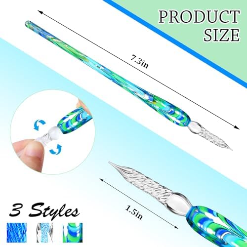 Zonon 6 Pcs Glass Dip Pen,Classic Color,Elegant Style