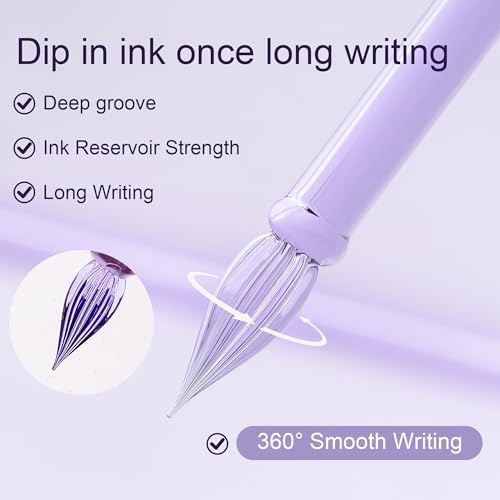 Handmade Glass Dip Pen Crystal Glass Signature Pen Suitable for Artists Adults and Teens For Writing Drawing Signing and Gift-giving