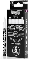 Loddie Doddie White Chalk Markers, Chalkboard Markers, 1 mm Point, 5 Pack