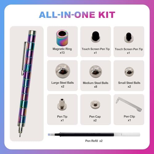 Magentic Fidget Pen, Gifts for Teen Boys Fathers, Teacher Appreciation & Birthday Gift for Men Women Him Her Teenage Boys, Cool Gadget Toys for Adults Office Desk Accessories, Multicolor