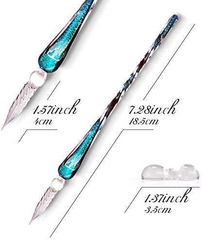 Glass Dip Pen Set,Calligraphy Pen,Crystal Signature Pen for Art, Writing, Signatures -Decoration and Business Gift