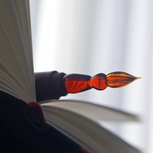 SeventyTwo Handmade Glass Dip Pen with Wood Handle, Calligraphy Writing Pen with Glass Nib (Red)