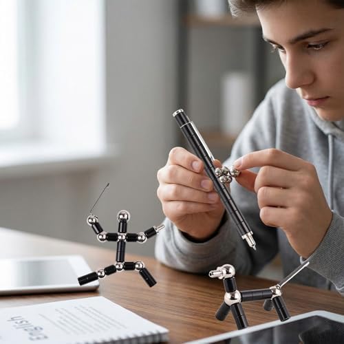Magnetic Fidget Pen with Leak-Proof Ink, Cool Gadgets Gifts for Teenage Boys Girls Ages 13+ and Adults, Fun Magnet Pen Office Desk Accessories, Stress Relief Toys with Gift Box (Black)