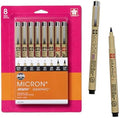 Sakura Pigma Micron Fineliner Pens, Black, Assorted Points - 8 Pack