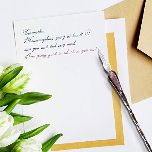 Glass Dip Pen Set,Calligraphy Pen,Crystal Signature Pen for Art, Writing, Signatures -Decoration and Business Gift