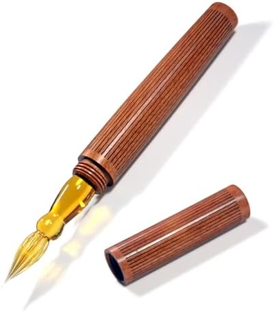 SeventyTwo Handmade Glass Dip Pen with Wood Handle, Calligraphy Writing Pen with Glass Nib (Brown)