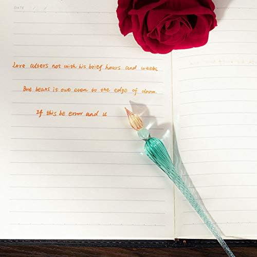 Handmade Glass Dip Pen Crystal Calligraphy Pen Signature Dipped Pen for Artist Women Men Teens,Writing Drawing Decoration Gifts (Ice green)