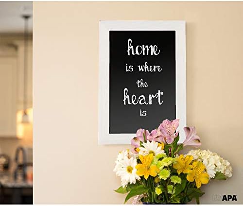 Ilyapa Rustic Wooden Magnetic Kitchen Chalkboard Sign - 12x16 Inch White Framed Wall Hanging Chalk Board for Farmhouse Decor, Wedding, Restaurant Menu & Home