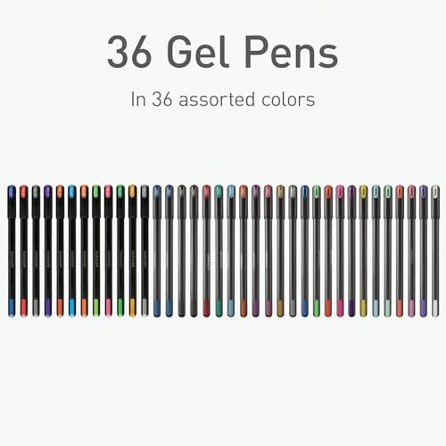 Pentonic Gel Pens, 36 Count, 36 Assorted Colors (Assorted Color, Neon, Pastel & Glitter), Medium & Fine Point, Smooth Writing For Journaling (1002358) (Pack of 2)
