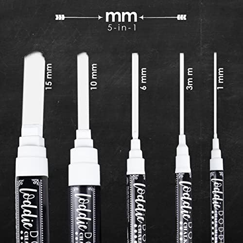 Loddie Doddie Chalk Markers, 1-15mm Tips, Windows & Glass, White, 5 Pack