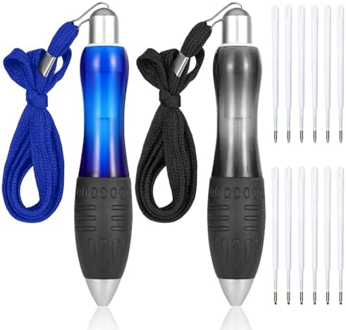 14 Pcs Big Fat Pens Set, Large Retractable Ballpoint Wide Grip Pens, Large Bold Grip Pen Aids Writing for Arthritis, Tremor, Carpal Tunnel (2 Pens + 6 Black Refills + 6 Blue Refills)