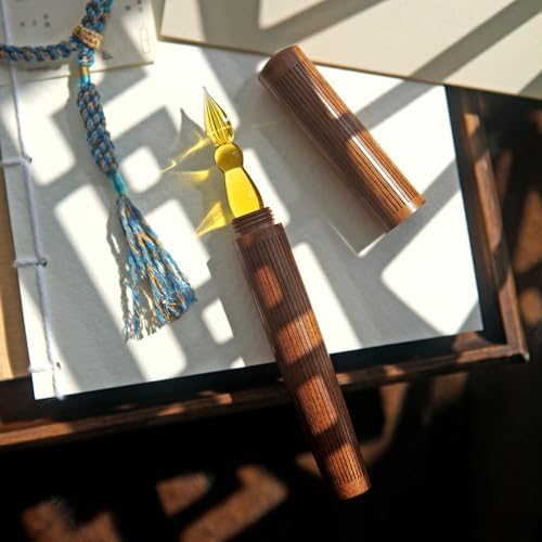 SeventyTwo Handmade Glass Dip Pen with Wood Handle, Calligraphy Writing Pen with Glass Nib (Brown)