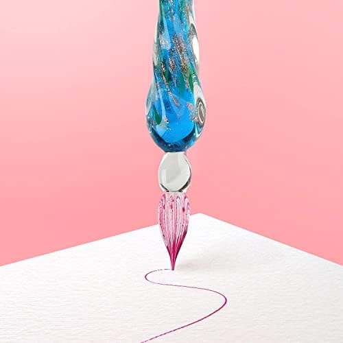 mancola Glass Dipped Pen Ink Set Handmade Crystal Calligraphy Pen with 12 Colorful india ink for Art, Signatures, Drawing, Decoration, Calligraphy Kits for Beginners Ma-13