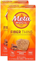 Metamucil Fiber Thins,Daily Fiber Supplement Snack,Psyllium Husk Powder,5g-Fiber per Serving,Supports Digestive Health and Satisfies Hunger,Cinnamon Spice Flavor,12 Servings Each,(Pack of 8)