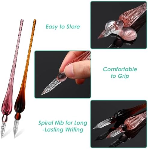 9 Pieces Glass Dip Pen Handmade Signature Pen, Popular Style, Bright Color