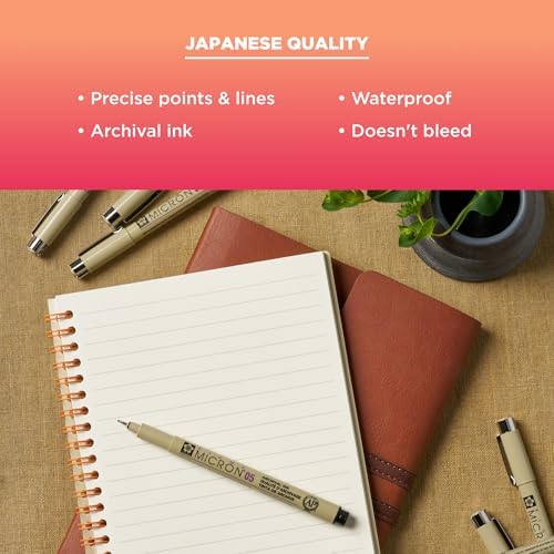 Sakura Pigma Micron Fineliner Pens, Black, Assorted Points - 8 Pack