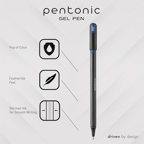 Pentonic Glitter Gel Pens, 10 Count, 10 Assorted Colors, 1.0 mm Bold Point, Smooth Writing For Journaling, Notetaking & Art Projects (1002365)