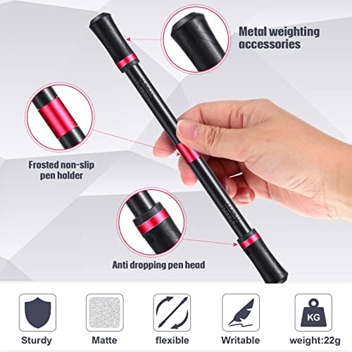 Outus 2 Pieces Spinning Pen Rotating Finger Trick Pen Toy, Black and Red