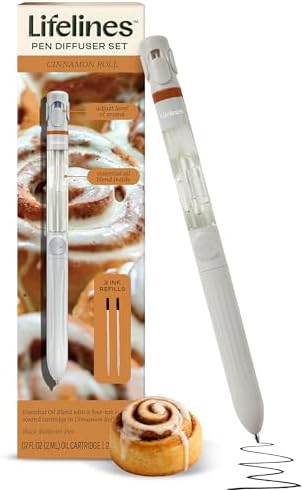 Lifelines Pen Diffuser, Cinnamon Roll, 1mm Black Ballpoint Pen