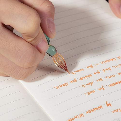 Handmade Glass Dip Pen Crystal Calligraphy Pen Signature Dipped Pen for Artist Women Men Teens,Writing Drawing Decoration Gifts (Ice green)