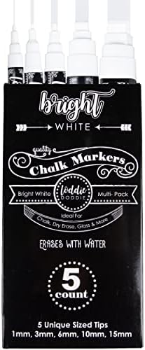 Loddie Doddie Chalk Markers, 1-15mm Tips, Windows & Glass, White, 5 Pack