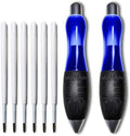 𝟯 𝗼𝘇 Fat 𝐇𝐞𝐚𝐯𝐲 𝐖𝐞𝐢𝐠𝐡𝐭𝐞𝐝 Pens for Arthritis Parkinson's Carpal Tunnel Tremors Wide Grip, Thick Barrel, Easy to Hold Blue (2 Pens + 3 Blue refills +3 Black Refills)