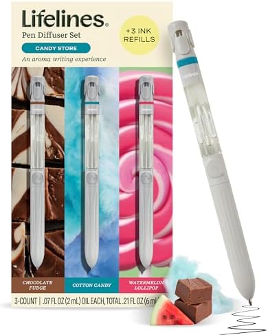 Lifelines Pen Diffuser Set, 3 Pack Candy Store, 1mm Black Ballpoint Pen