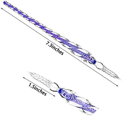 Zonon 3 Pieces Glass Dip Pen Handmade Crystal Calligraphy Pen