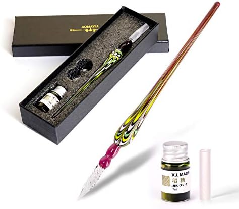 Glass Dip Pen Set,Calligraphy Pen,Crystal Signature Pen for Art, Writing, Signatures -Decoration and Business Gift