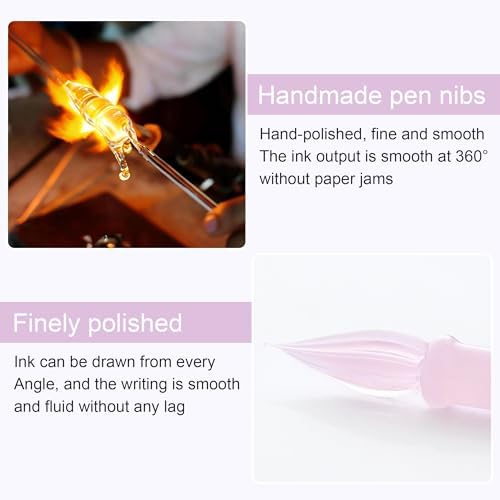Handmade Glass Dip Pen Crystal Glass Signature Pen Suitable for Artists Adults and Teens For Writing Drawing Signing and Gift-giving