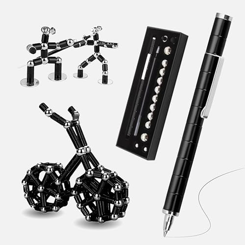 Fidget Pen, Magnetic Pen Magnetic Toy Pen, Multifunctional Deformable Magnet Fidget Toys, Novel Cool Gadget Pen, Valentine Gifts for Kids Easter Basket Stuffers (Black)