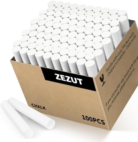 White Chalk 100PCS, Low Dust Chalks Stick Bulk for Chalkboard Blackboard Non-Toxic