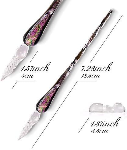 Glass Dip Pen Set,Calligraphy Pen,Crystal Signature Pen for Art, Writing, Signatures -Decoration and Business Gift