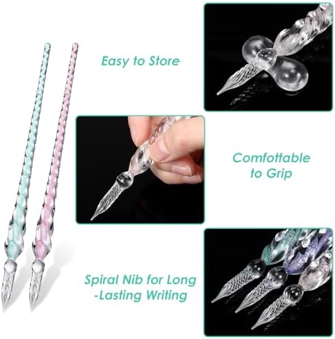 Outus 9 Pieces Glass Dip Pen Handmade Signature Pen