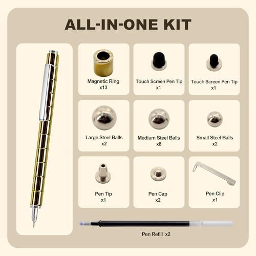 Magnetic Fidget Pen Teen Gifts, Cool Gadget for Men Teacher Appreciation Gifts Graduation Gift for Her Him Stress Relief Toy for 13, 14, 15+ Year Old Boys Girls,Office Desk Accessories- Gold