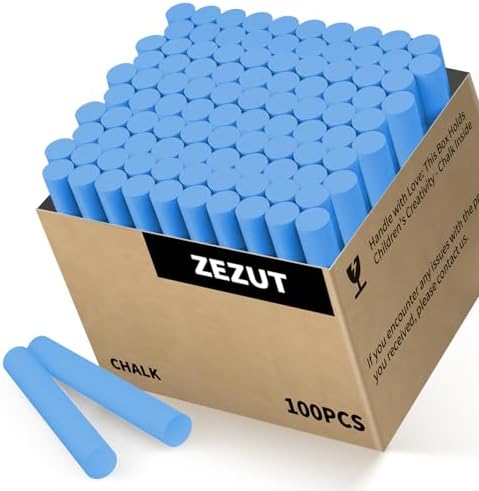 Blue Chalk Bulk 100 Pack for Schools, 11 mm Chalkboard Chalk Sticks