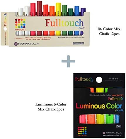 Hagoromo Fulltouch 10-Color Mix Chalk 12pcs & HAGOROMO Fulltouch Luminous (5 Colors Mix) 5 pcs