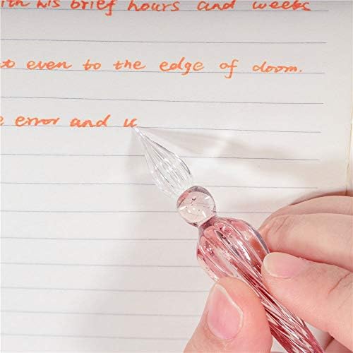 Handmade Glass Dip Pen Crystal Calligraphy Pen Signature Dipped Pen for Artist Women Men Teens,Writing Drawing Decoration Gifts (Light Purple)