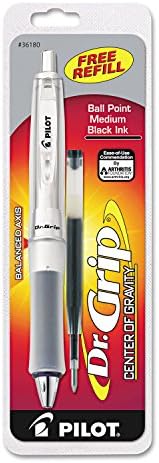 PILOT Dr. Grip Center of Gravity Refillable & Retractable Ballpoint Pen, Medium Point, Charcoal Grip, Black Ink, Single Pen (36180)
