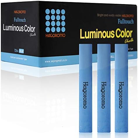 Hagoromo Fulltouch Luminous Chalk 1 Box, Non-Toxic, Dustless [72 Pcs/Blue]