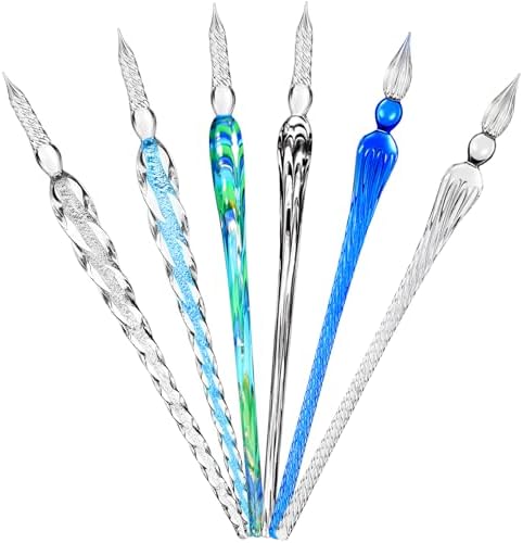 Zonon 6 Pcs Glass Dip Pen,Classic Color,Elegant Style