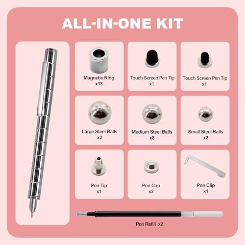 Magentic Fidget Pen, Gifts For Teen Boys Fathers, Teacher Appreciation & Birthday Gift For Men Women Him Her Teenage Boys, Cool Gadget Toys For Adults Office Desk Accessories, Silver