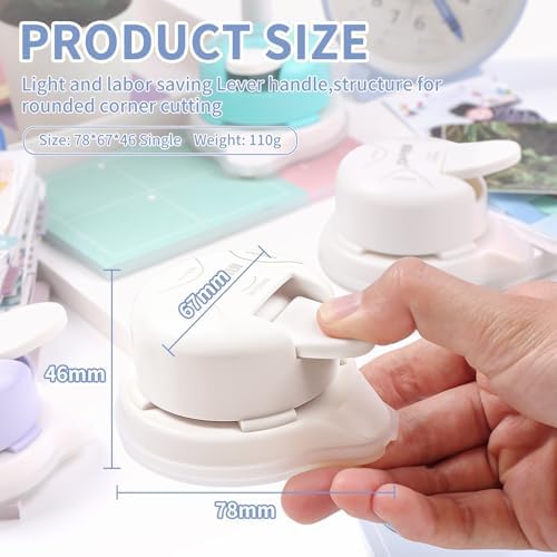 Corner Rounder Punch, Kaluofan 2024 Upgraded 4 in 1 Corner Punch (Inside Rounded Corner+R4mm+R7mm+R10mm), Paper Corner Rounder, Punches for Crafts, DIY Projects, Photo, Card, Scrapbooking Making