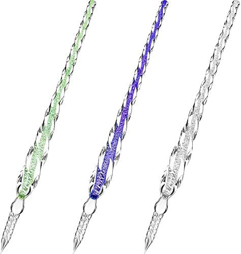 Zonon 3 Pieces Glass Dip Pen Handmade Crystal Calligraphy Pen
